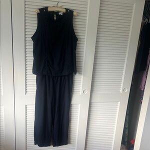 Blue Sleeveless linen pant suit